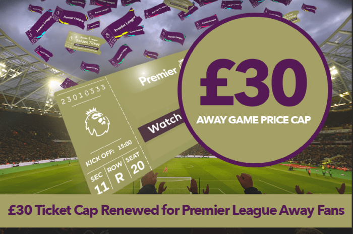 Average cost of Premier League ticket is £31 after away price cap ... Premier league clubs agree extend price cap away tickets