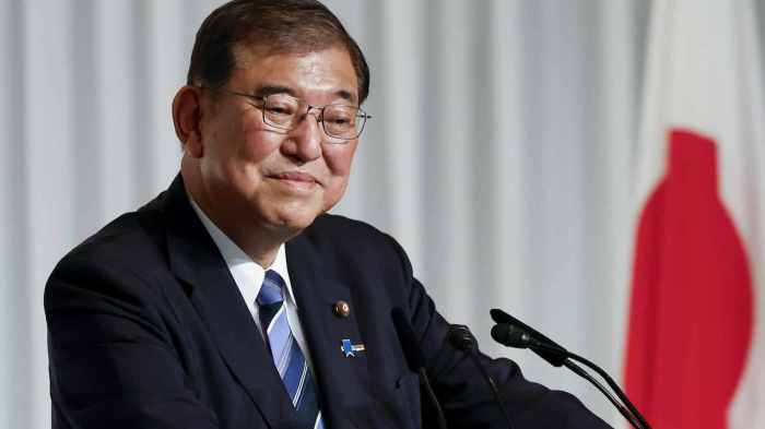 TOKYO, Japan - Defense Agency Director General Shigeru Ishiba answers ... Trump golden dome japan ishiba tariffs technology missile defense cooperation