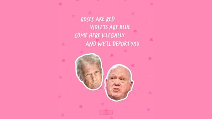 Official White House 'Valentine' to Immigrants Draws Mixed Reaction ... White house valentines day social media post illegal immigration backlash