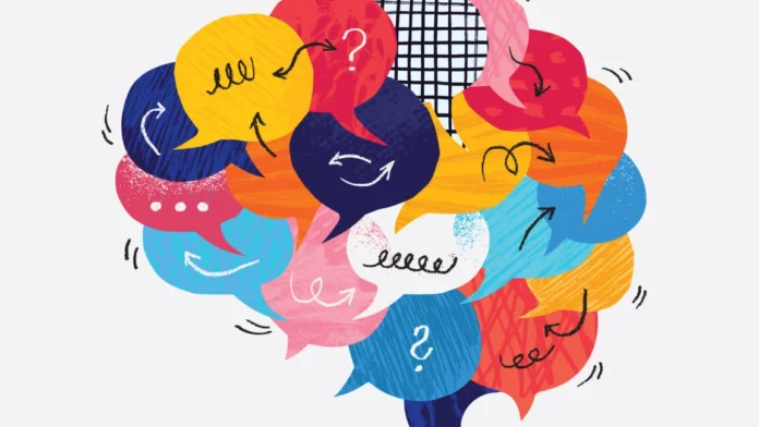 Speech Bubbles Forming Brain Communication Concept